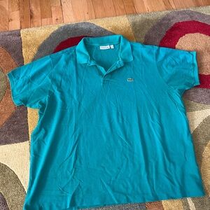 Lacoste Men Short Sleeve Polo Shirt Turquoise Size US 4XL Missing Button
